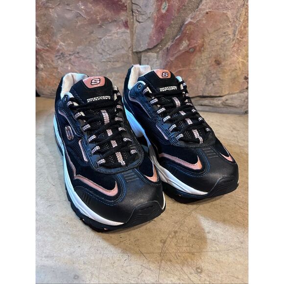 Skechers Sport Women's Size 10 Lace Up Sneakers Black & Pink #11065 - Picture 1 of 11